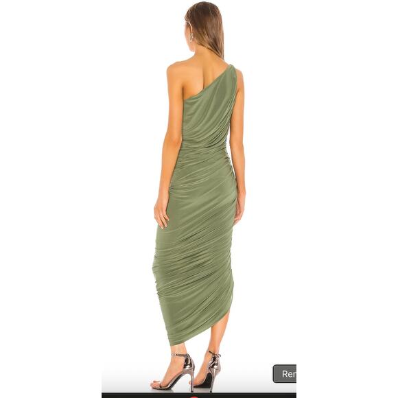 Norma Kamali Diana Gown Green Celadon Ruched One Shoulder Dress Size XS - Picture 11 of 11